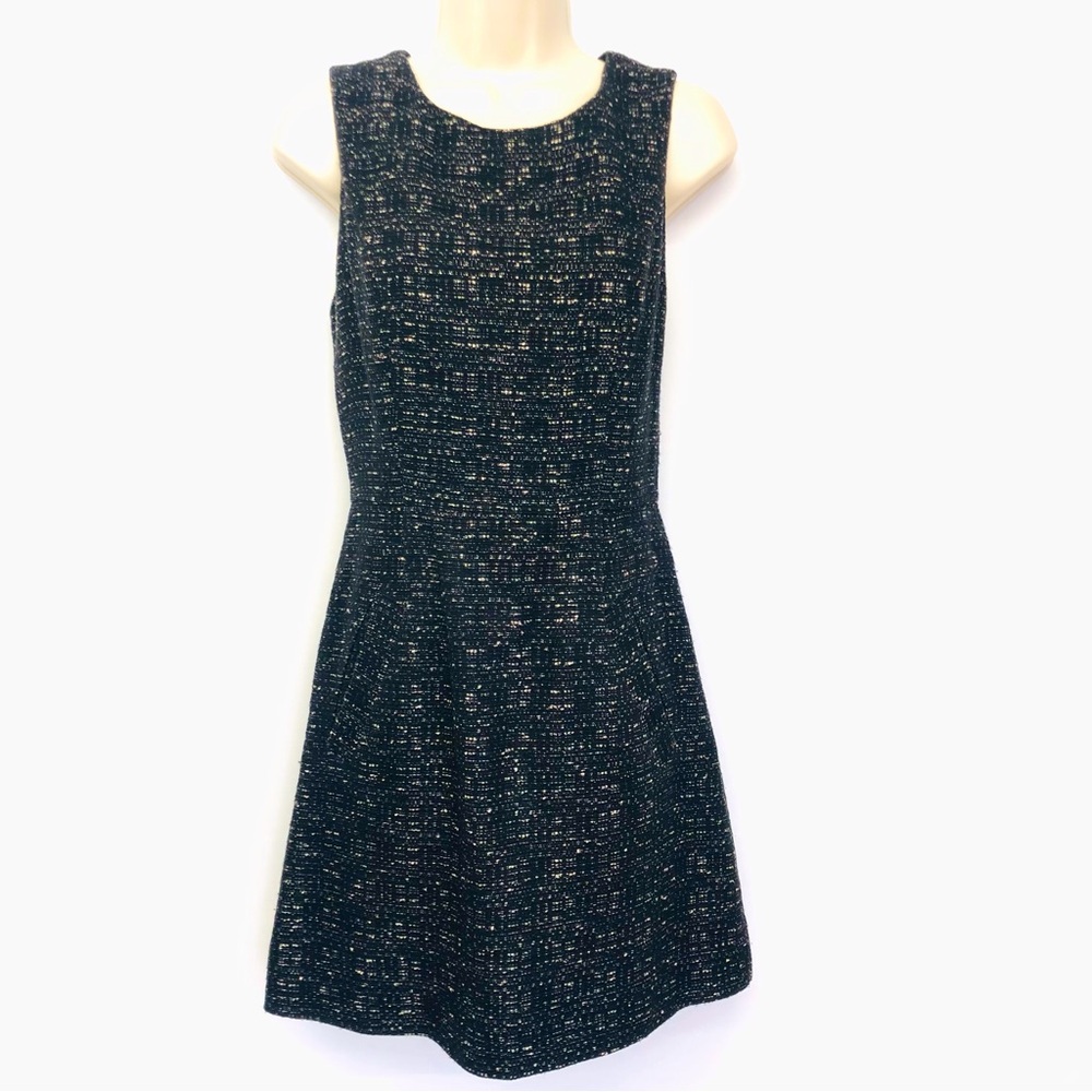 Banana Republic Black Boucle Tweed Fit & Flare Jumper